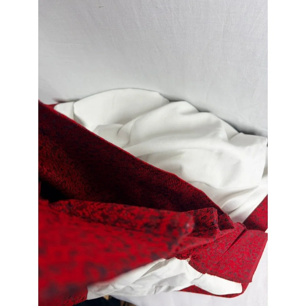 Vintage Red Black Brocade Pinch Pleat Drapery Panel Lined Curtain Made in USA